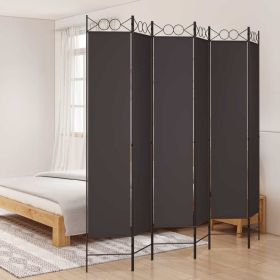 6-Panel Room Divider Brown 94.5"x86.6" Fabric