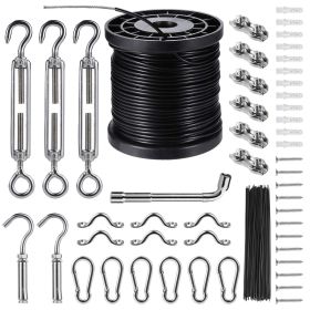 String Lights Hanging Kit,Globe String Lights Suspension Kit,Outdoor Light Guide Wire,Includ 164 FT Nylon-Coated Stainless Steel Wire Rope Cable