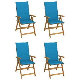 Patio Reclining Chairs 4 pcs with Cushions Solid Acacia Wood