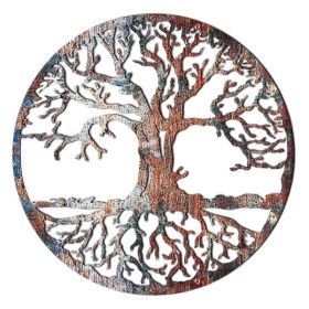 2D Iron Tree Wall Sculpture Life Tree Silhouette Decor Life Tree Wall Art Hollowed Out Hanging Sign For Farmhouse Home Wall