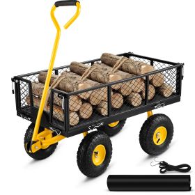 VEVOR Steel Garden Cart, Heavy Duty 900 lbs Capacity, with Removable Mesh Sides