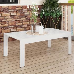 All-Weather Aluminum Outdoor Coffee Table, Modern Coffee Table for Outside, Rectangle Patio Coffee Table-White