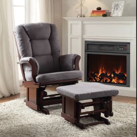 Grey and Cherry Glider Chair with Ottoman