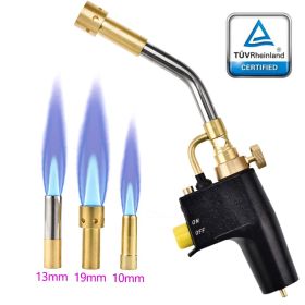 MAPP Propane Gas Welding Torch 3 Nozzles Plumbing Blow Torch Soldering Tool Adjustable Metal Flame Gun Brazing Welding Torch