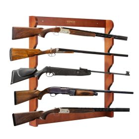 VEVOR Wood Gun Rack - Wall Mount Gun Display Rack Holds 5 Rifles or Shotguns