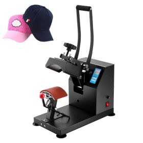 Heat Press 6x3.75Inch Curved Element Hat Press Clamshell Design Heat Press for Hats Rigid Steel Frame No Stick Digital LCD Timer and Temperature Contr