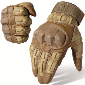 Tactical Gloves - Touch Screen, Non-Slip, Full Finger Protection for Shooting Range (Color: Brown, size: XL)