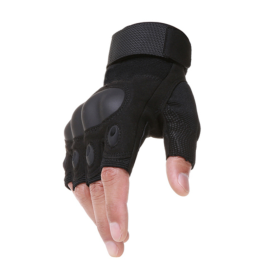 Tactical Hard Knuckle Fingerless Gloves For Hunting, Shooting, Paintball & Range (Color: Black, size: L)