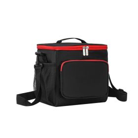 Portable Oxford Lunch Boxes One Shoulder Fresh-Keeping Bags (Color: BLACK AND RED)