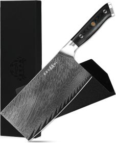 Kegani Cleaver 7 Inch - Damascus 73 Layers  - G10 Chinese Handle Knife With Gift Box & Sheath (Color: Silver Knight Series, size: Chef Knife)