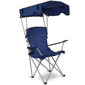 Foldable Beach Canopy Chair (Color: Navy Blue)