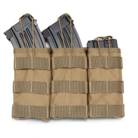 Molle Open Top Double Triple Mag Pouch (for Rifle) (Color: Khaki, size: Triple)