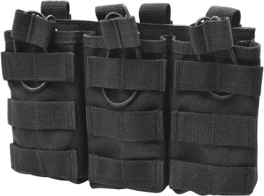 Molle Open Top Double Triple Mag Pouch (for Rifle) (Color: Black, size: Triple)