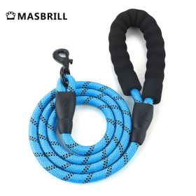 MASBRILL Dog Harness No Pull Nylon Adjustable Reflective Dog Vest Harness 2 Metal Leash Hooks Easy Control Handle Walking (Color: Blue Leash, size: S)