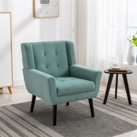 Modern Soft Velvet Material Ergonomics Accent Chair Living Room Chair Bedroom Chair Home Chair With Black Legs For Indoor Home (Color: Mint Green)