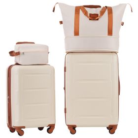 2 Piece Luggage Set with Bags Expanable Spinner Wheels ABS Lightweight Suitcase with TSA Lock 20inch+24inch (Color: as Pic)