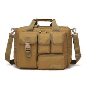 Portable Tactical Messenger Bag Big Capacity Outdoor Laptop Bags Shoulder Bag Camping Hiking Bandbag (Color: Brown)