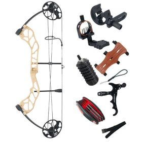 Compound Bow Archery Sets 19-70lbs Draw Weight Adjustable Shooting Right Hand Hunting Bows Adult Beginners Kit Up to IBO 320 Fps (Color: khaki set)