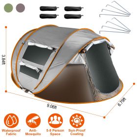 Pop Up Tent Automatic Setup Camping Tent - Waterproof w/ 4 Mosquito Net Windows & Carrying Bag for Outdoors (Type: Khaki_5_8Person_Standard)