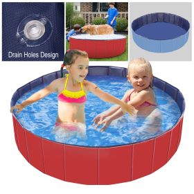 Foldable 4X4 Kiddie Baby/Dog Swimming Pool (PVC) Swim Pool, Bathing Pool (Color: Red)