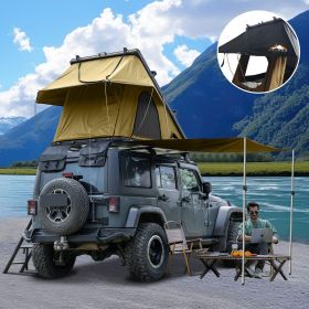 Adventurer Plus Rooftop Tent Hardshell with Side Awning, Air Conditioner Outlet with Bracket, &Replaceable Rain Flies (Color: Desert Khaki)