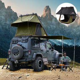 Adventurer Plus Rooftop Tent Hardshell with Side Awning, Air Conditioner Outlet with Bracket, &Replaceable Rain Flies (Color: Olive Green)