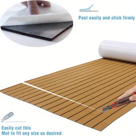 1pc Brown/gray marine floor, EVA foam ship deck 94.5 "x35.4" anti-skid self-adhesive floor, offshore deck, marine carpet mat (Color: 94.5 "x35.4"-1pc brown+black)