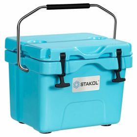 16 Quart 24-Can Capacity Portable Insulated Ice Cooler with 2 Cup Holders (Color: Blue)