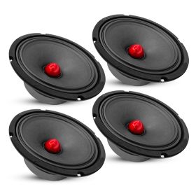 5 CORE 8 Inch Mid Range Bullet Pro Audio Car Speaker Red Aluminium Bullet Loudspeaker 500W Max 4 Ohms - Premium Quality Audio Door Speakers for Car or (size: 4 PCS)